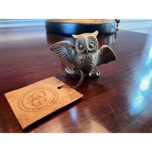 Vintage Pewtie Playmates Pewter Owl George Good Original Tag Hoot Owl